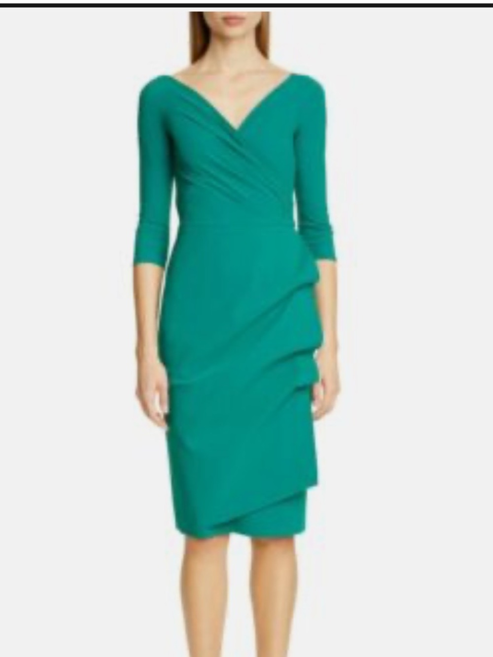 Chiara Boni Jade Green Florien V-Neck Midi Dress